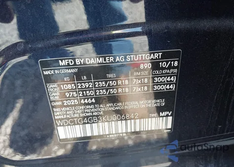 2019 Mercedes-Benz Gla 4Matic from USA, damaged, VIN WDCTG4GB3KU006842